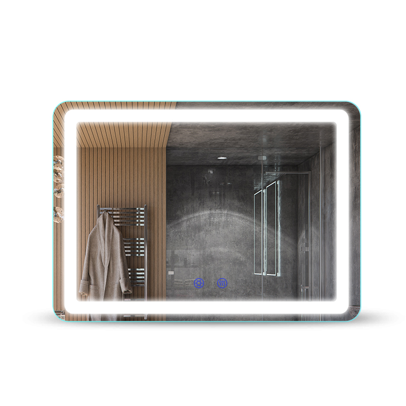 Gương phòng tắm LED có chiều dài lớn với khung màu đen xung quanh Gương sáng lên để trang điểm
